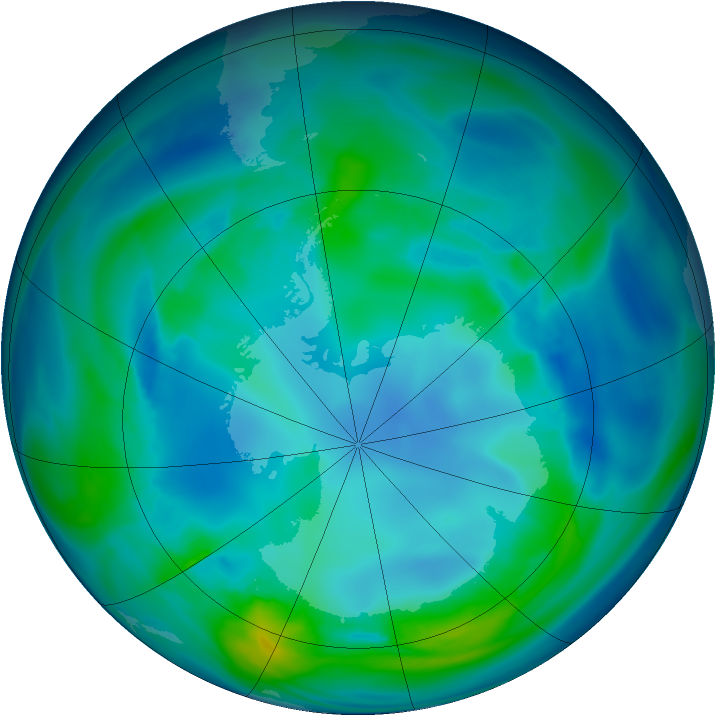Antarctic ozone map for 29 April 2005